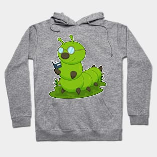 Caterpillar as Nerd with Glasses & Book Hoodie